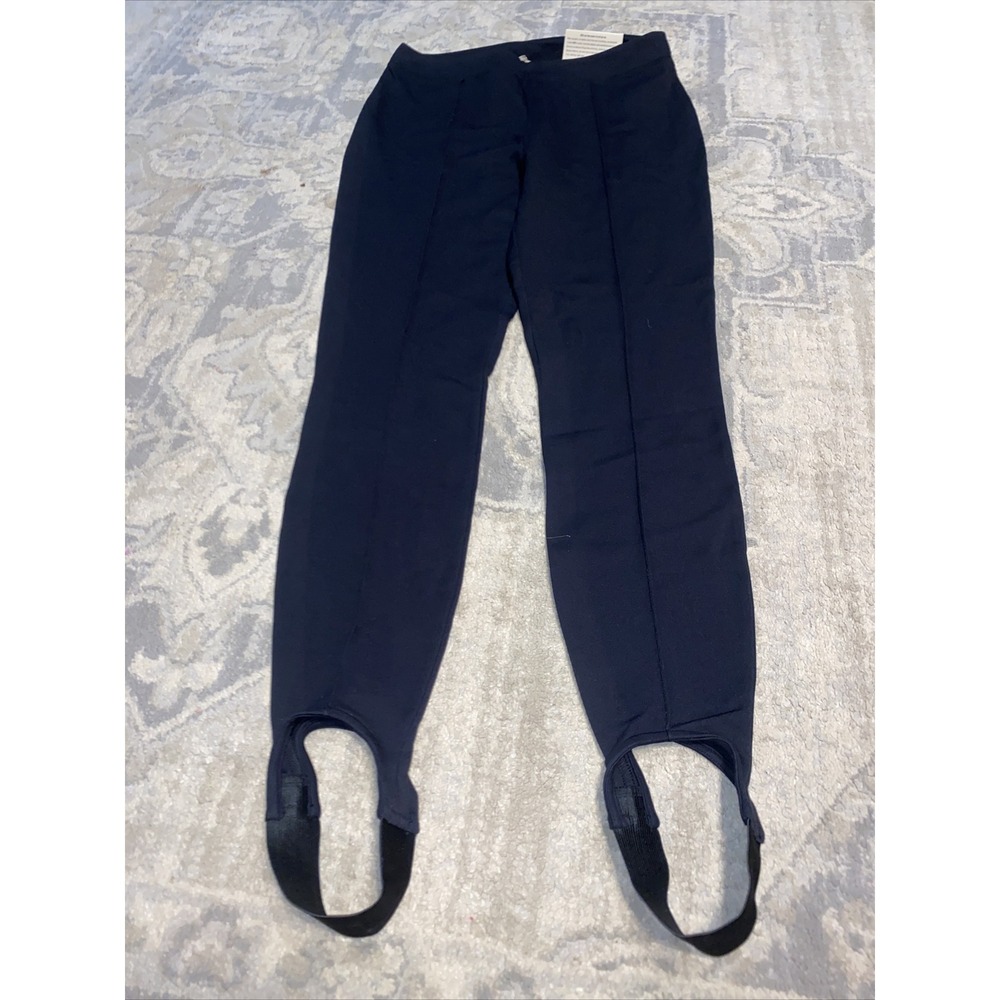 new Soft Surroundings Full Length Leggings Stirrup Pants Pull On black Sz Small